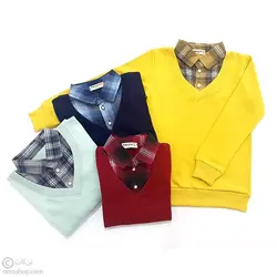 بلوز پسرانه دو یقه طوسی