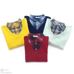بلوز پسرانه دو یقه طوسی