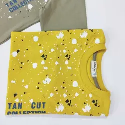 تیشرت پسرانه چاپ آبرنگی خردلی