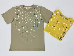 تیشرت پسرانه چاپ آبرنگی خردلی