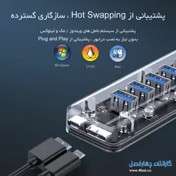 هاب 7 پورت با پورت آداپتور ORICO F7U-U3 مناسب برای میز کاری - اوریکو ایران