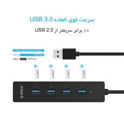 هاب 4 پورت USB3.0 با کابل متصل مدل ORICO W8PH4-U3