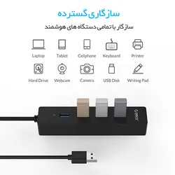 هاب 4 پورت USB3.0 با کابل متصل مدل ORICO W8PH4-U3