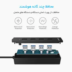 هاب 4 پورت USB3.0 با کابل متصل مدل ORICO W8PH4-U3