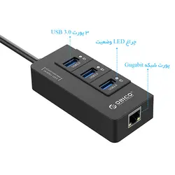 هاب 3 پورت با خروجی شبکه ORICO HR01-U3