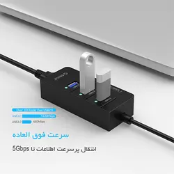 هاب 3 پورت با خروجی شبکه ORICO HR01-U3