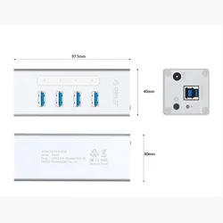 هاب فلزی 4 پورت USB3.0 آداپتوری ORICO A3H4-U3-V2 - اوریکو ایران