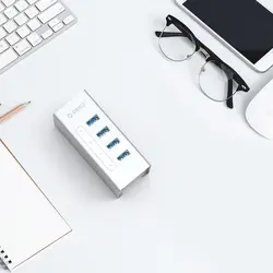 هاب فلزی 4 پورت USB3.0 آداپتوری ORICO A3H4-U3-V2 - اوریکو ایران
