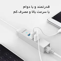 هاب با کابل Type-C خروجی Lan مدل ORICO ASH3L-U3