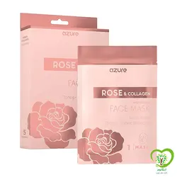 ماسک صورت آبرسان AZURE حاوی گل سرخ و کلاژن 5 عدد