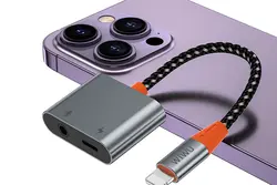 مبدل لایتنینگ به لایتنینگ و درگاه صدا ویوو Wiwu LT08 Lightning To Lightning & 3.5mm Audio Converter