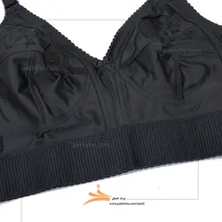 سوتین سایز بزرگ مشکی کش پهن پرلون گلدوزی شده برند جمیل کد 98003