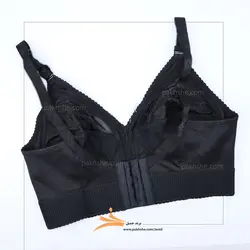 سوتین سایز بزرگ مشکی کش پهن پرلون گلدوزی شده برند جمیل کد 98003