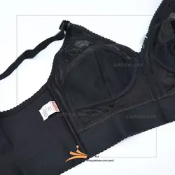 سوتین سایز بزرگ مشکی کش پهن پرلون گلدوزی شده برند جمیل کد 98003