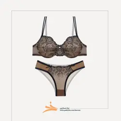 ست شورت و سوتین مشکی گلدوزی شده بارون کد 33505 | پخشه