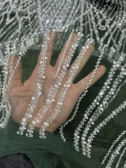 تور منجوق دوزی مرواریدی سبز