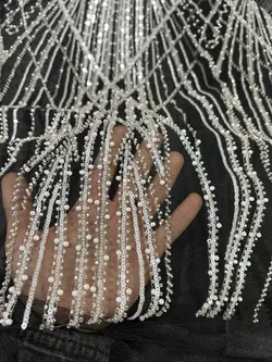 تور‌ پولک دوزی مرواریدی مشکی