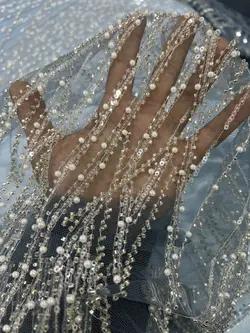 تور‌ منجوق مروارید دوزی ابی اسمانی