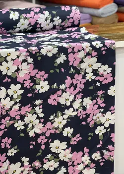 پارچه ملحفه گلدار زمینه سورمه ای