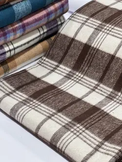 موهر پشمی چهارخونه قهوه ای