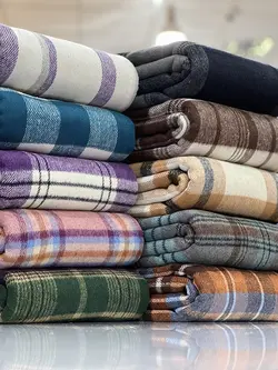 موهر پشمی چهارخونه قهوه ای