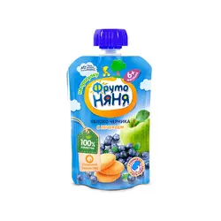 پوره میوه فروتونیانیا با طعم میوه های(سیب/بلوبری به همراه کوکی) Frutonyanya