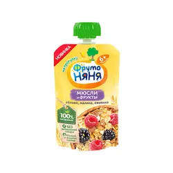 پوره میوه فروتونیانیا با طعم کورنفلکس،تمشک و توت سیاه Frutonyanya