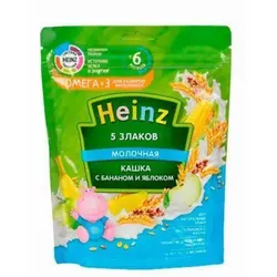 سرلاک پنج غله با سیب و موز و امگا3 با شیر هاینز Heinz