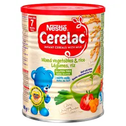 سرلاک مخلوط سبزیجات و برنج به همراه شیر 400 گرمی نستله Nestle Cerelac