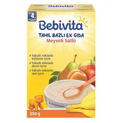 غذای کمکی (سرلاک)شیرغلات میوه(سیب,گلابی,زردآلو) ببویتاBEBIVITA