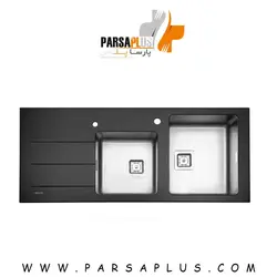 سینک کریستال مشکی شیشه ای توکار استیل البرز - فروشگاه پارسا پلاس