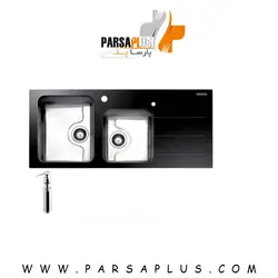 سینک کریستال مشکی شیشه ای توکار استیل البرز - فروشگاه پارسا پلاس