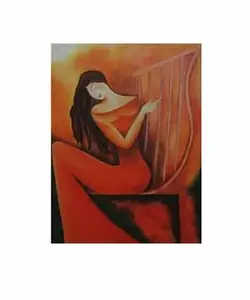 تابلو رنگ روغن زن چنگ نواز - خريد 100% بصرفه در پرشام کالا