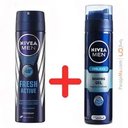 پک ژل اصلاح کول کیک خنک کننده و اسپری فرش اکتیو مردانه نیوا