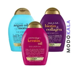 پکیج 3عددی شامپو بیوتین و کلاژن، آرگان و کراتین او جی ایکس حجم ۳۸۵ میلی لیتر