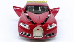 (7 در بازشو) اسباب بازی ماشین بوگاتی گالیبیه متوسط (Bugatti) موزیکال-چراغدار فلزی قرمز