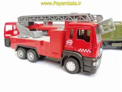 (تمام درها بازشو) ماکت فلزی عقبکش کامیون آتشنشانی چراغدار-موزیکال (کد 5012) طرح 02