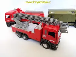 (تمام درها بازشو) ماکت فلزی عقبکش کامیون آتشنشانی چراغدار-موزیکال (کد 5012) طرح 02