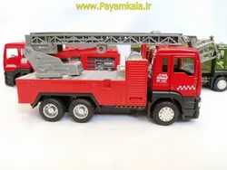 (تمام درها بازشو) ماکت فلزی عقبکش کامیون آتشنشانی چراغدار-موزیکال (کد 5012) طرح 02