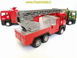 (تمام درها بازشو) ماکت فلزی عقبکش کامیون آتشنشانی چراغدار-موزیکال (کد 5012) طرح 02