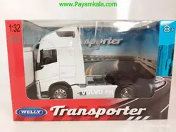 (تک محور) ماکت تریلی ولوو (VOLVO FH) بزرگ 1:32 (WELLY) سفید