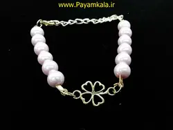 دستبند مروارید پلاک دار طرح 4گلبرگ صورتی در فروشگاه پیام کالا با ارسال پستی