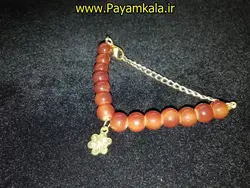 دستبند سنگ مهره دار طرح 12 آویز دار طرح گل رنگ عسلیدرفروشگاه پیام کالا