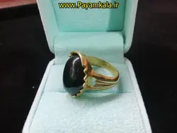 انگشتر برنجی با نگین سنگ طرح 03 حاشیه دار به رنگ مشکی در فروشگاه پیام کالا