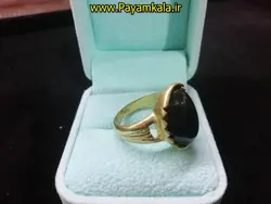انگشتر برنجی با نگین سنگ طرح 03 حاشیه دار به رنگ مشکی در فروشگاه پیام کالا