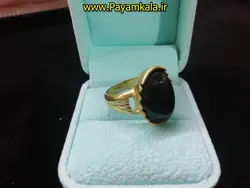 انگشتر برنجی با نگین سنگ طرح 03 حاشیه دار به رنگ مشکی در فروشگاه پیام کالا