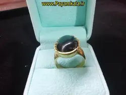 انگشتر برنجی با نگین سنگ طرح 03 حاشیه دار به رنگ مشکی در فروشگاه پیام کالا