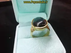 انگشتر برنجی با نگین سنگ طرح 03 حاشیه دار به رنگ مشکی در فروشگاه پیام کالا