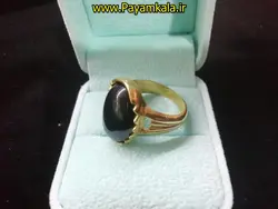 انگشتر برنجی با نگین سنگ طرح 03 حاشیه دار به رنگ مشکی در فروشگاه پیام کالا