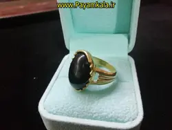 انگشتر برنجی با نگین سنگ طرح 03 حاشیه دار به رنگ مشکی در فروشگاه پیام کالا